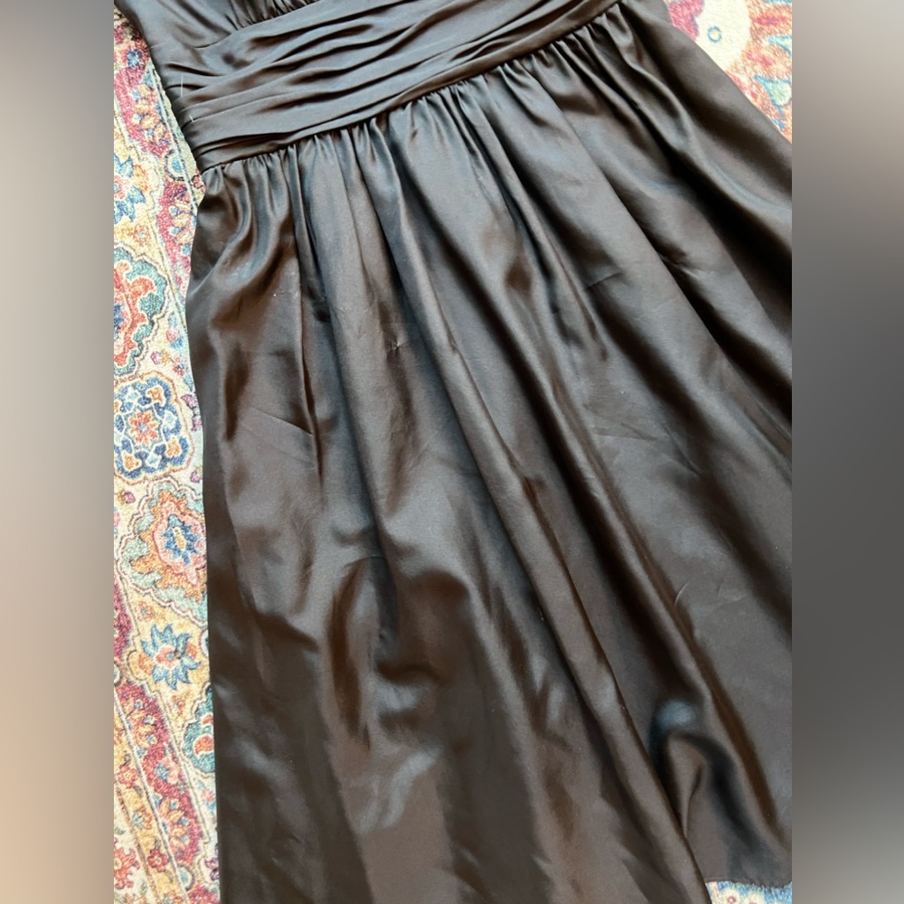 EUC Black silk White House Black Market midi halter bow detail dress, size 2 - Picture 3 of 8